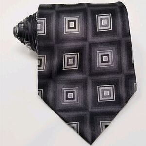 Crazy Horse Mens Black & Gray Silk Geometric Tie
